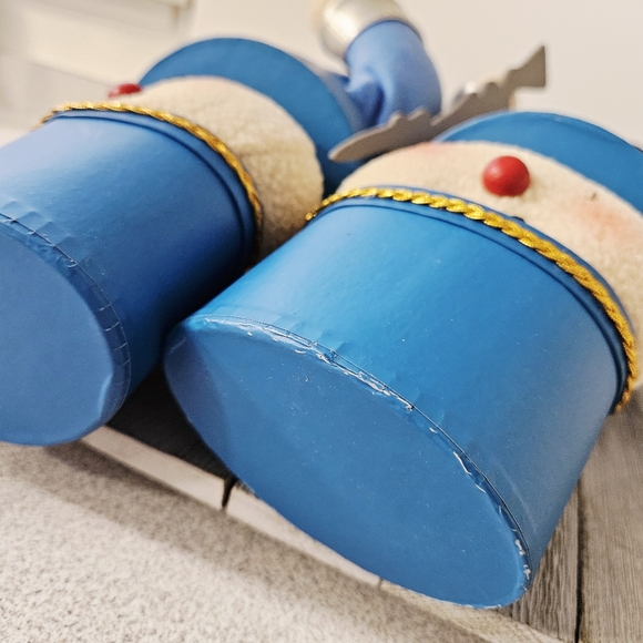 VTG Pair of 17" Toy Soldier Nutcracker Blue Cylinder Christmas Holiday Cardboard - Picture 13 of 16
